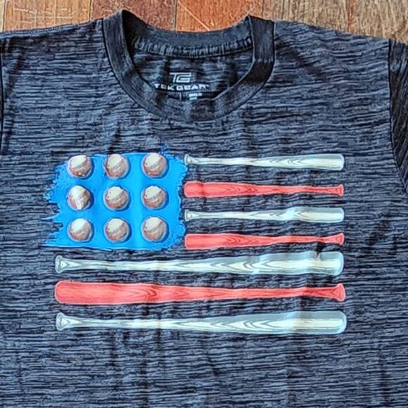 TEK GEAR Kids American Flag Baseball T-Shirt Size Medium - Picture 2 of 13